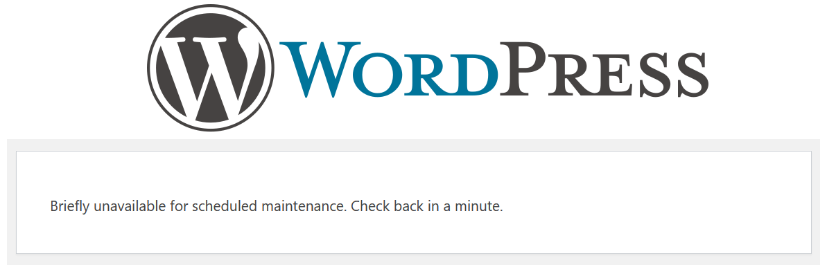 WP unavailable for scheduled maintenance Fix